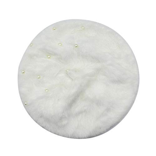 Women Girls Soft Rabbit Fur French Style Beret Pearls Flowers Winter Warm Beanie Hat #TOP3