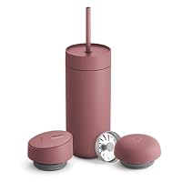 Fellow Carter Bundle 16oz Move - Gobelet Isotherme 473 Ml Avec 3 Couvercles (Paille, Anse, Ouvert) Stone Blue