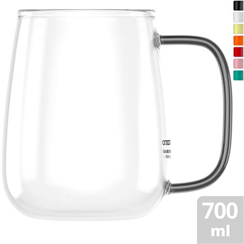 amapodo - Taza de café grande de cristal con asa, 700 ml, XXL, regalo para mujeres y hombres