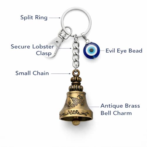 Image of REDLUV Guardian Bell for Bike - Tibetan Lucky Motorcycle Keychain, Biker Protection Charm, Anti-Evil Bell Key Ring, Good Luck Gift for Riders