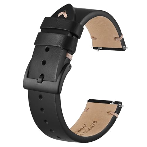 BISONSTRAP Distressed Leather Watch Strap, Watch Replacement Bands for Men, Quick Release Spring Bars, Band Width 18mm 20mm 22mm