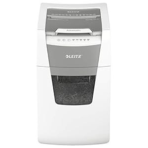 Leitz IQ Autofeed Office papierversnipperaar CH, deeltjessnede P4, 150 vellen, afvalcontainer van 44 liter, met Zwitserse stekker, wit, 80132000
