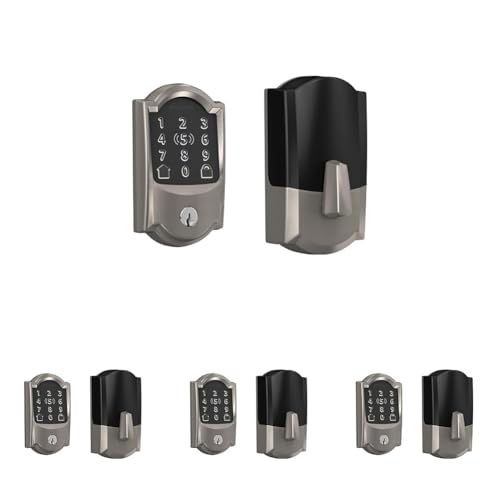 Image of Schlage Encode Plus Smart Wi-Fi Lock for Front Door,Keyless Entry Deadbolt,Unlock with Apple Watch,Built-in WiFi and App Control,Easy Install,Alexa & Apple HomeKit Compatible,Satin Nickel,(Pack of 4)