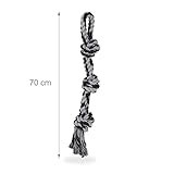Relaxdays Hundespielzeug Seil, 2er Set, Zerrspielzeug große Hunde, robust, Kauspielzeug, 70 cm, Hundetau, schwarz/grau