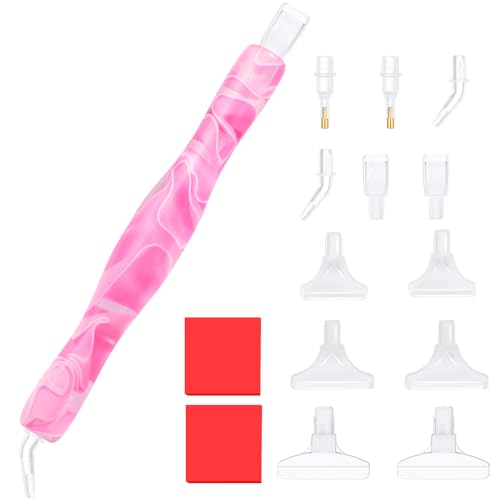 RaySoar Diamond Painting Art Drilling Dot Pen with Tips Nibs Placers Tool Accessories for Adults Gem Rhinestone Picker Stylus Lt Pink