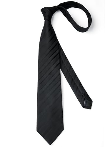 Image of Enlision Mens Ties Stripe Tie and Pocket Square Set Classic Formal Woven Neckties Handkerchief Cufflinks Wedding