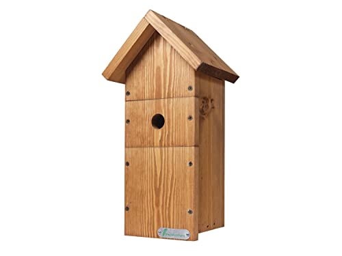 Green Feathers Large Wooden Bird Box with 32mm Hole