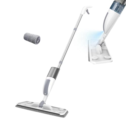 Balai Spray | Balai Nettoyage Sec Humide Dépoussiérant avec Lingette Lavable | à Plat | pour Appartement Sol Stratifié Carrelage Maison Cuisine Salon
