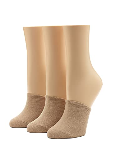 HUE Womens Cotton Toe Topper 3 Pack Cream One Size