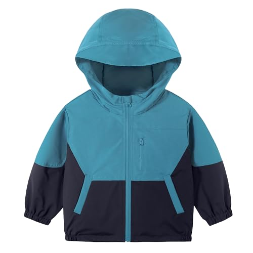 Image of Volunboy Toddler Boys Windbreaker Jackets Patchwork Lightweight Zip Hoodie Outerwear Fall Spring Windproof Hooded Coat