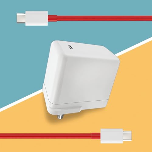 Image of Original 65W SUPERVOOC Fast Charging Adapter with Type-C to Type-C Cable Compatible with One Plus 9, 9R, 9 Pro, 10, 10R, 10 Pro - Rapid Charge Power Combo