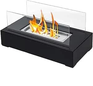 Luz de mesa para interior y exterior – Chimenea de mesa, portavelas de jardín, antorcha de bioetanol de acero inoxidable