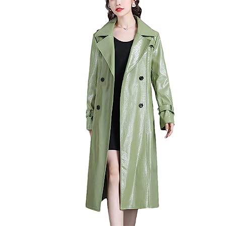 Trench-coat en cuir imperméable FULBHPRINT pour femme avec ceinture européenne d'automne