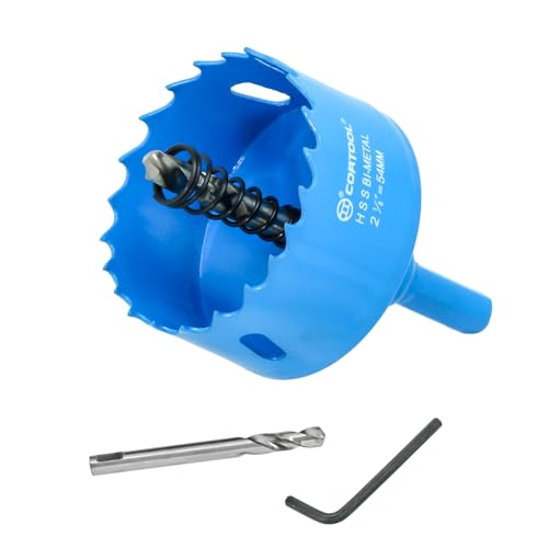 2-1/8 Inch Hole Saw with Arbor for Metal and Wood Cutting Bi-Metal Hole Cutter 2-1/8 Hole Saw Kit for Drywall Wood PVC Boards Fiberglass and Vent Pipes
