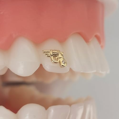 Image of CHAMON 8K Gold Tooth Gem,Revolver Inlaid Zircon Aesthetic Smile Decoration | 8K Gold, Lead-free, Curvature conforms to tooth surface