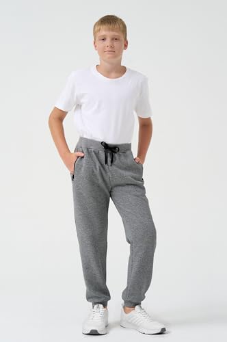 3 Pack Boys Fleece Sweatpants Athletic Soft Jogger Pants with Zipper Pockets Size 4-20 (No Pilling,No Fade)3