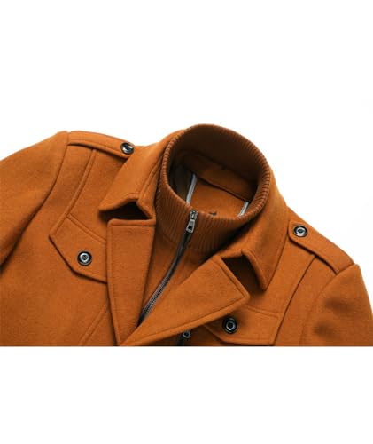 Image of SOMTHRON Men's Wool Blend Trench Coat Slim fit Single Breasted Notch Lapel Winter Jacket Business Pea Coat Overcoat