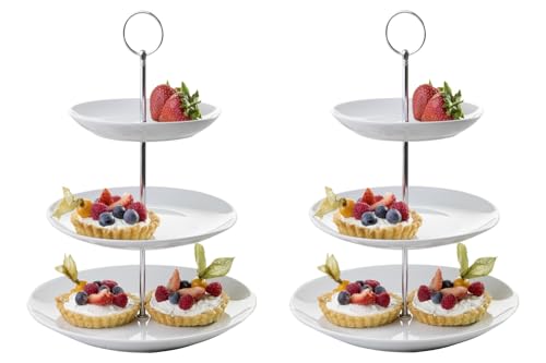 Home4You 2 Etageren mit je 3 Etagen und je einem Tragegriff - Weiß -...