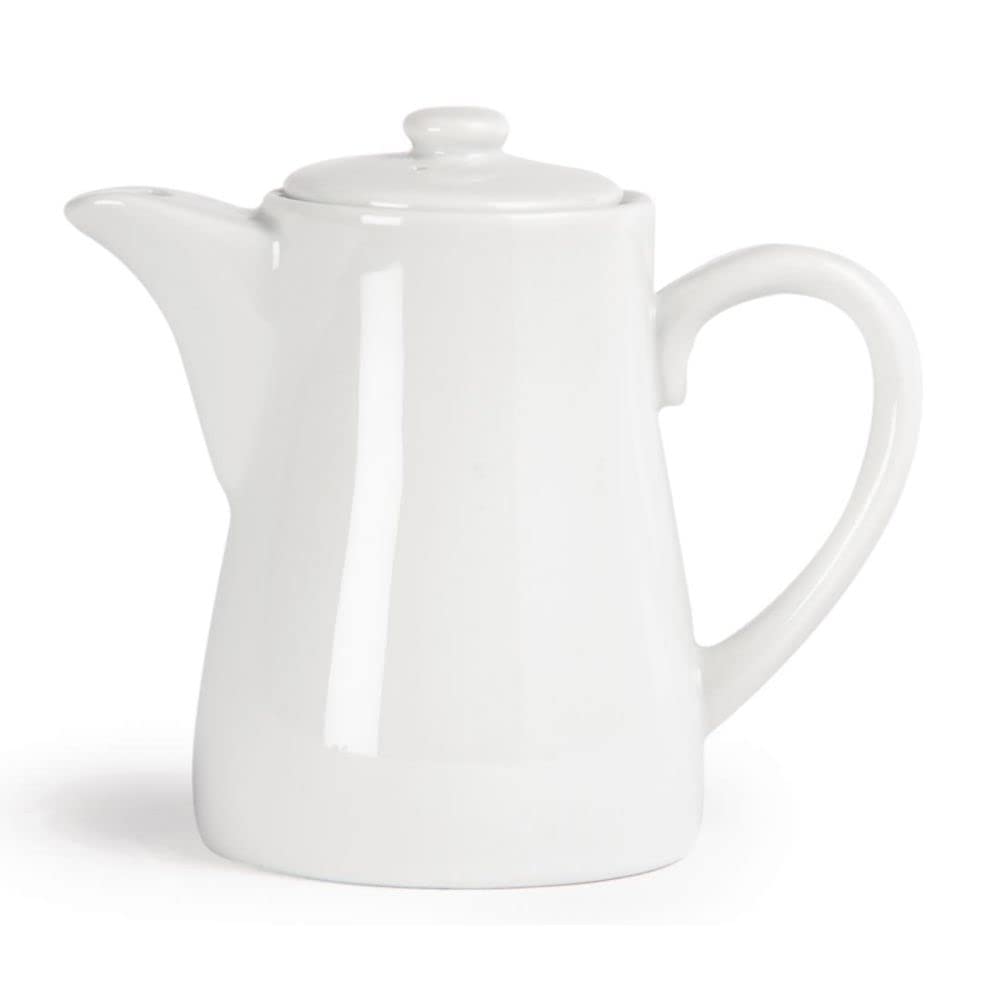Olympia Whiteware Porcelain Coffee Pots 310ml (4 Pack) - Creamer Pitcher Set with Handle and Lid U824