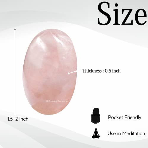 Image of Amazing Gemstone Rose Quartz Crystals and Healing Stones - Large Palm Stone Crystals Piedra - Crystal for Good Luck, Balanced Positive Energy, Meditation, Unique Stocking Stuffers Gifts for Women, Men