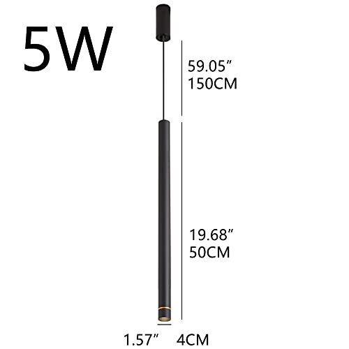 Candelera de techo minimalista LED 5W con tubo de aluminio cilíndrico negro de luz neutra 3