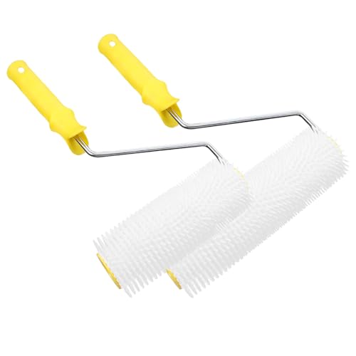 2 Stück Entlüftungsroller Stachelwalze, Entlüftungswalze 22 cm und 15 cm Entlüftung Handstachelwalze von Bodenbeschichtungen Ausgleichsmasse Nagelwalze Stachelroller für Bodenbeläge