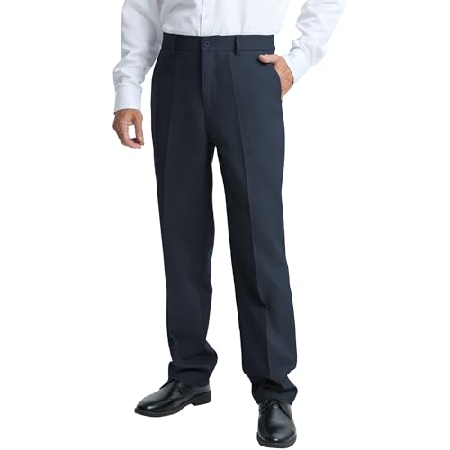 LETAOTAO Men's Classic Fit Dress Pants, Wrinkle-Free Flat Front Straight Leg Formal Pants for Business & Office