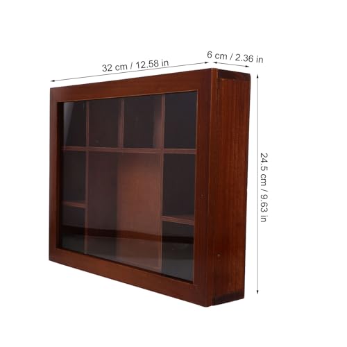 STOBOK Caja de exhibición de madera retro con tapa transparente, vitrina rústica para cristales, gemas y rocas, caja de colección Rock, vitrina de piedra - imagen 9