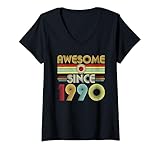 Photo Gallery donna awesome since 1990 classic year birth of birthday vintage maglietta con collo a v Photo Gallery donna awesome since 1990 classic year birth of birthday vintage maglietta con collo a v