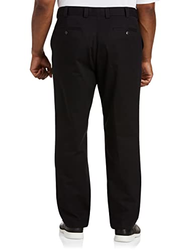 Dxl Big And Tall Essentials Flat-Front Twill Pants, Black, 50W X 30L #TOP1