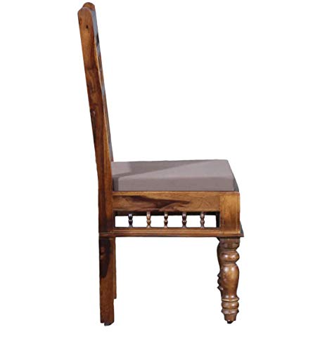 Image of Solid Sheesham Wood Square Dining Table 2 Seater | Two Seater Dinning Table with 2 Chairs for Home | Chairs with Cushion | Dining Room Sets for Restaurants, 2 Seater Dining | Brown Finish