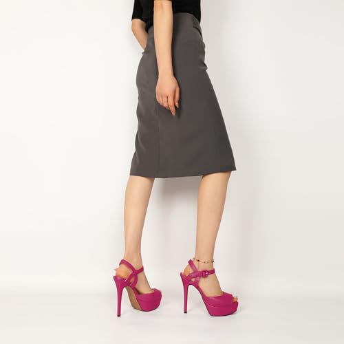 AUMOTED Women's Platform Stiletto Sandals Peep Open Toe High Heels Dress Sandals Ankle Strap Wedding Party Evening Summer Shoes 5.5 Inch4