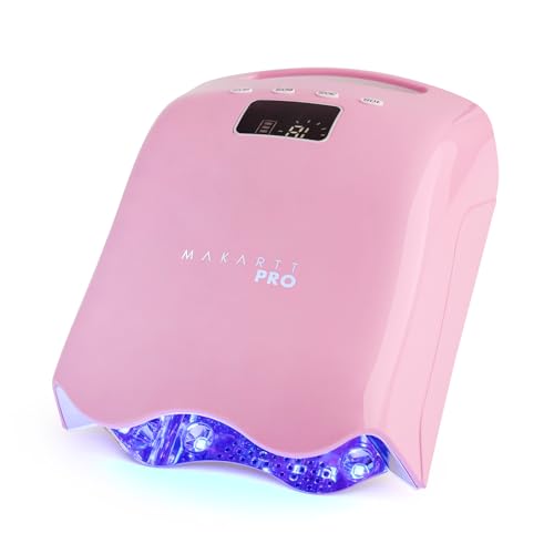 MakarttPro LuxuriaPro 98W Professional UV LED Nail Lamp | 42 Powerful LEDs for Fast and Efficient Curing Gel Nails | Rechargeable 5200mA Lithium Battery | Cordless Nail Dryer - Baby Pink