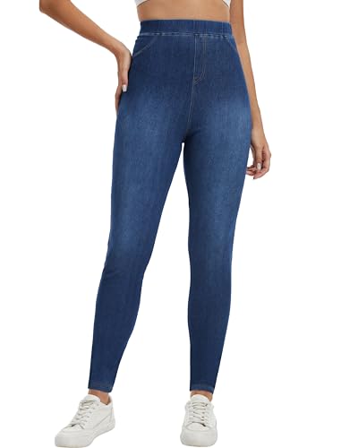 2 Pack High Waisted Jegging for Women Stretchy Tummy Control Skinny Jeans Pull on Leggings with Pockets Trendy - Image 3