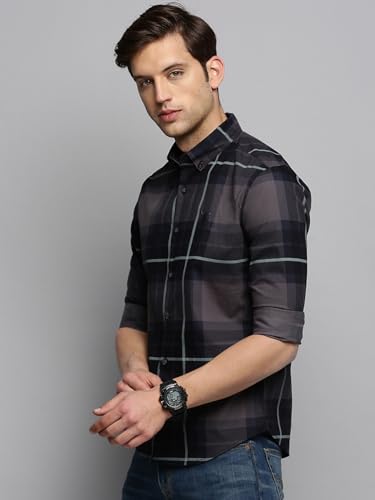 Image of SHOWOFFFF Men Check Print Casual Shirt | Spread Collar Full Sleeves Cotton Shirt for Mens | Slim Fit Regular Length Shirt for Men's