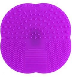 Makeup Brush Cleaner - Silicone Cleaning Mat Includes Suction Cup Grip Mount- Beauty Product Travel Size (Magenta)