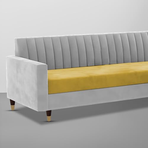 Image of Casaliving Garcia 3 Seater Sofa Set for Living Room (Yellow Grey Colour) Premium Fabric Sofa