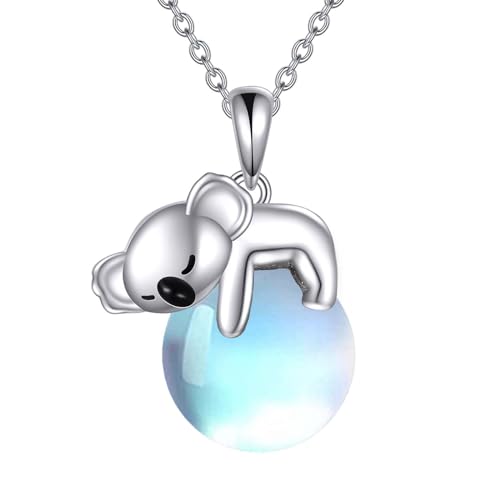 Pendentif pierre de lune koala loutre argent, fini les bijoux qui ternissent