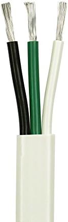 6/3 AWG UL 1426 (The Real Thing) Triplex Flat Marine Wire - Tinned Copper Boat Cable - 45 Feet - White PVC Jacket