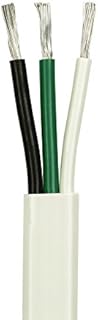 16/3 AWG UL 1426 (The Real Thing) Triplex Flat Marine Wire - Tinned Copper Boat Cable - 30 Feet - White PVC Jacket