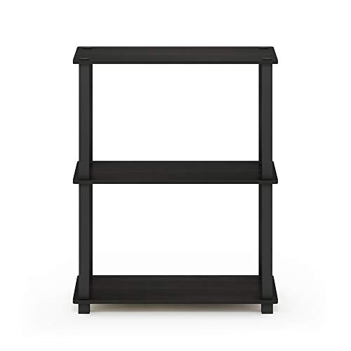 Image of Furinno TURN-S-TUBE Storage Shelves, 3-Tier Book Shelf, Corner Shelf, Toolless Open Shelves, for Organization and Storage, Living Room, Garage, Home Office, Espresso
