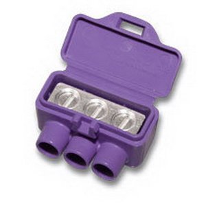 King Innovation 95145 AlumiConn Aluminum To Copper Wire Connector 12-10 AWG Aluminum 18-10 AWG Copper 3 Ports 300 Volt Purple