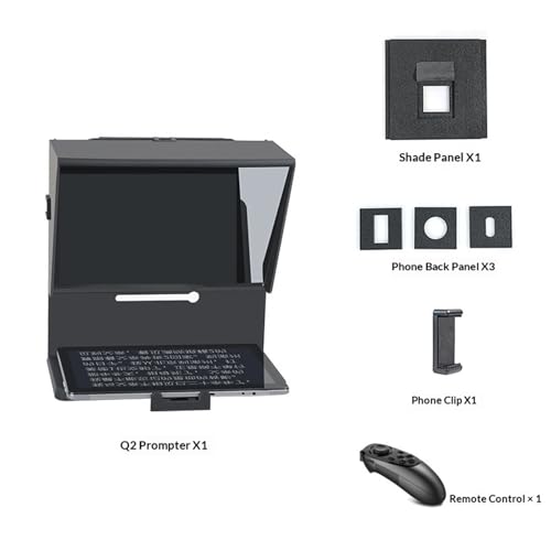 Image of Portable Teleprompter, Teleprompter Portable Prompter Smartphone for News Interview from Speech DSLR Cameras Mobile Phone with Remote Control,for Streaming(Phone Version)