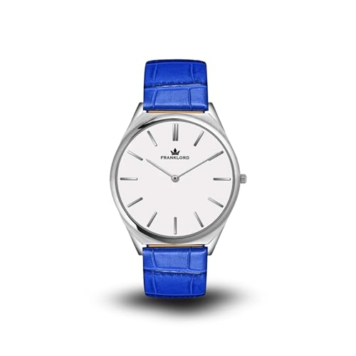 Image of Franklord Ultra-Slim Men's 5 mm Swiss Movement Dress Watch - 40 mm Case, Sapphire Crystal, 316L Stainless Steel with Leather Strap