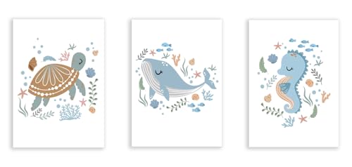 Affiches et impressions nordiques animaux marins pour chambre d'enfant