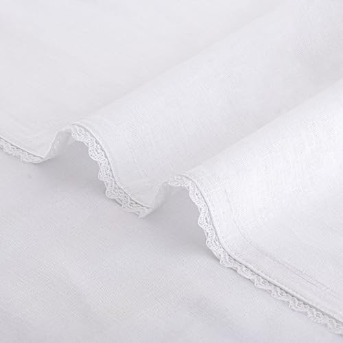 Image of FINGERCRAFT Cloth Napkins Set of 50, 20x20 Inch 100% Cotton Fabric Napkins with Decorative Trim Lace Edge, Mitered Corners, Reusable Washable Dinner Table Napkins for Weddings, Banquets (White)