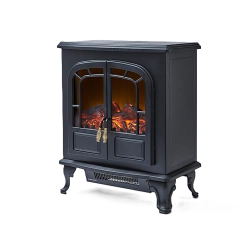 Warmlite Wingham Log Effect Stove Fire with Realistic LED Flame Effect, Adjustable Thermostat, 2000W