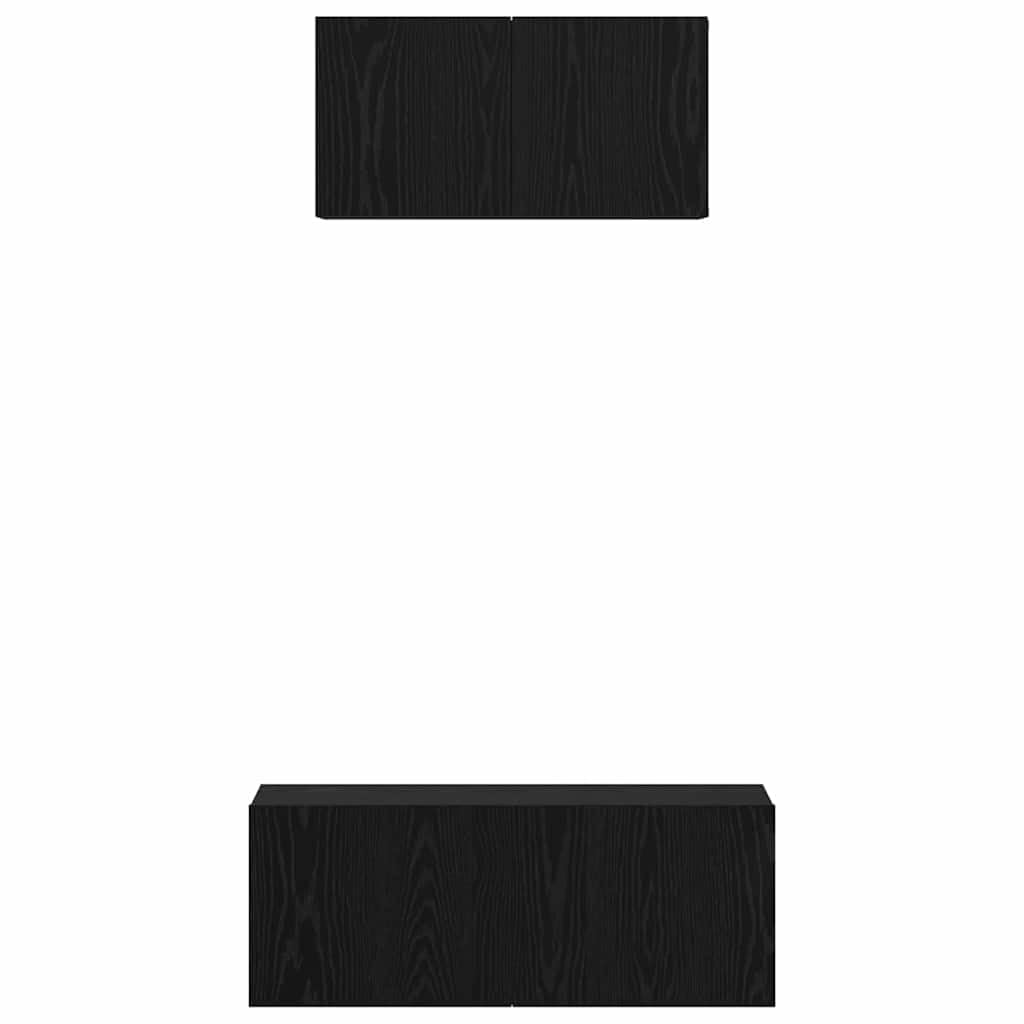 Set 2 Mobili TV da Parete RovereNero Legno Ingegnerizzato | Coppia di pensili sospesi per soggiorno,ideali per ottimizzare lo spazio e organizzare decoder e accessori.