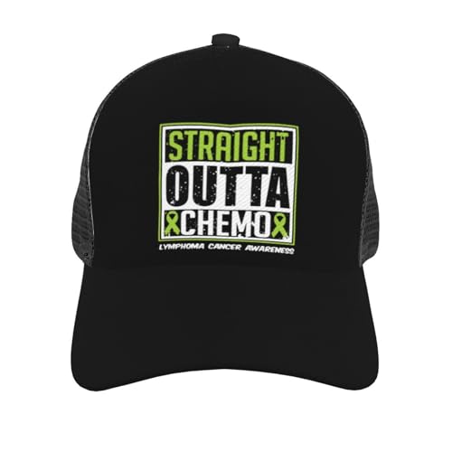 Straight Outta Chemo Lymphoma Cancer Awareness Unisex Mesh Baseball Caps - Classic Adjustable Hat3