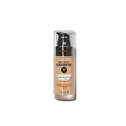 Revlon ColorStay - Fond de teint Longue Tenue 24H - Maquillage Teint et Soin Peaux Mixtes à Grasses - Formule Nourrissante et Protectrice à Base de Vitamine E - SPF 15-30 ml - N180 Sand Beige